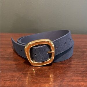 Madewell Navy Blue Belt with Gold Buckle
